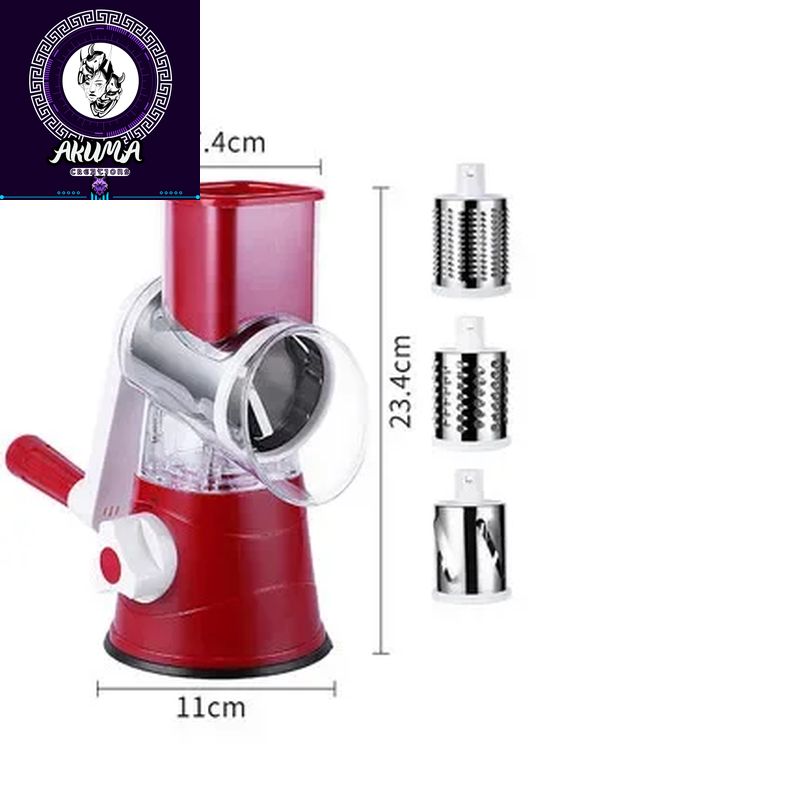 3-In-1 Manual Rotary Cheese Grater for Vegetable Cutter Potato Slicer Multifunctional Vegetable Chopper with 3 Replaceable Blade