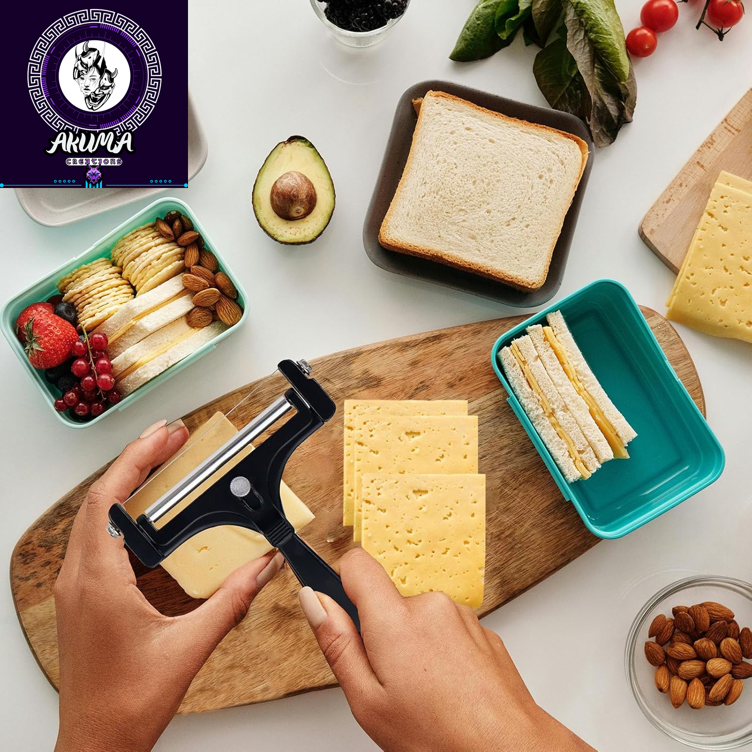 Adjustable Cheese Slicer with 4 Extra Wires Replacement, Hand Held Wire Cheese Cutter Shaver, Heavy Duty Aluminum Alloy Cheese Slicers for Block Cheese (Black)