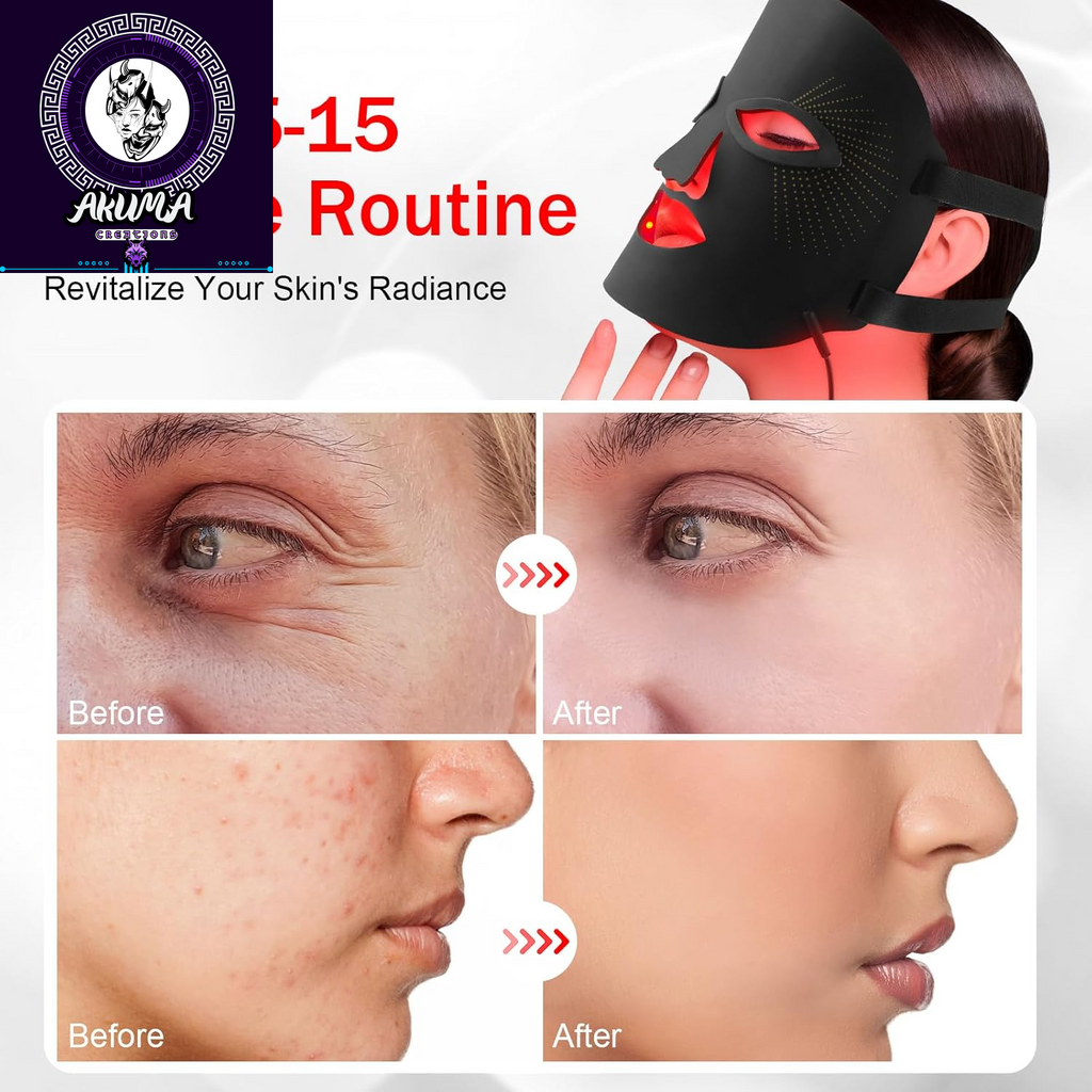 Red Light Therapy for Face, Red Light Therapy Mask, 7 Colors LED Facial Mask for Wrinkle Remove & anti Aging, Skin Care Home Use, Black (Upgraded Version)