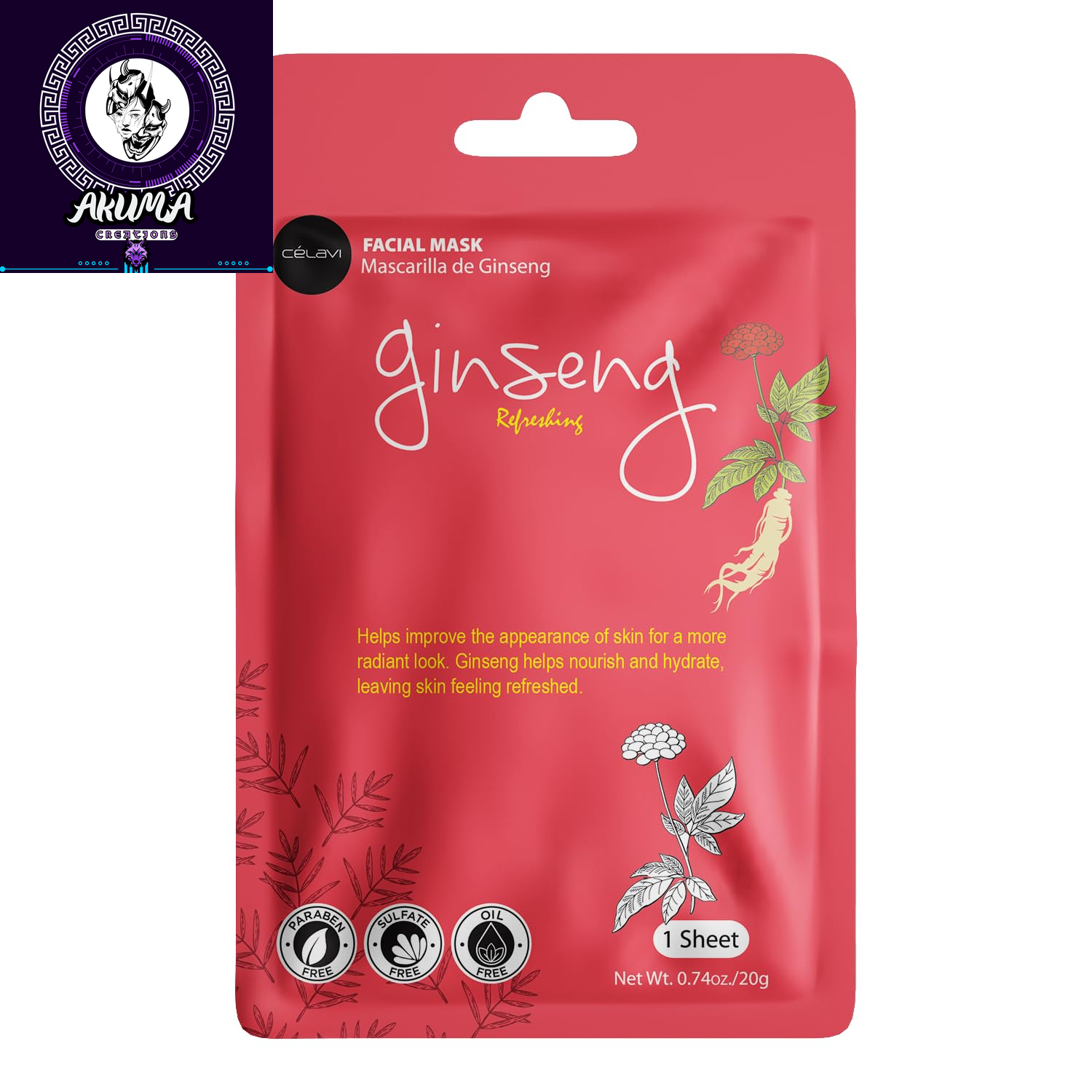 Celavi Essence Facial Face Mask Paper Sheet Korea Skin Care Moisturizing 12 Pack (Mix - 2 of Each)