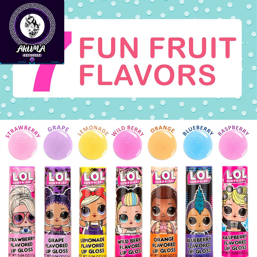L.O.L Surprise 7-Pack Lip Gloss for Girls, Lol Lip Gloss | Non-Toxic Kids Makeup with L.O.L. Characters