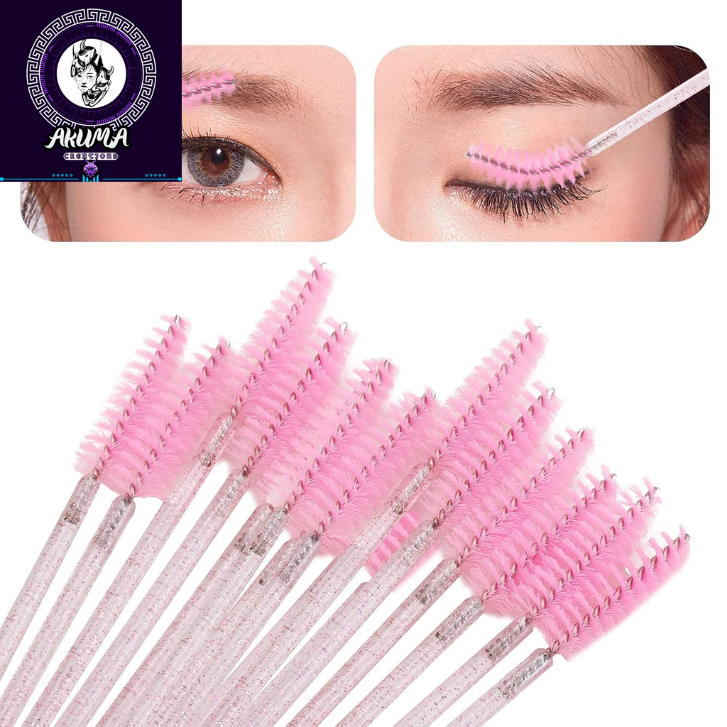 400 Spoolies Mascara Wand and Lip Brush Disposable Lash Brushes for Eyelash Extensions, Lipstick Lip Gloss Wands Applicator Tool (Pink)