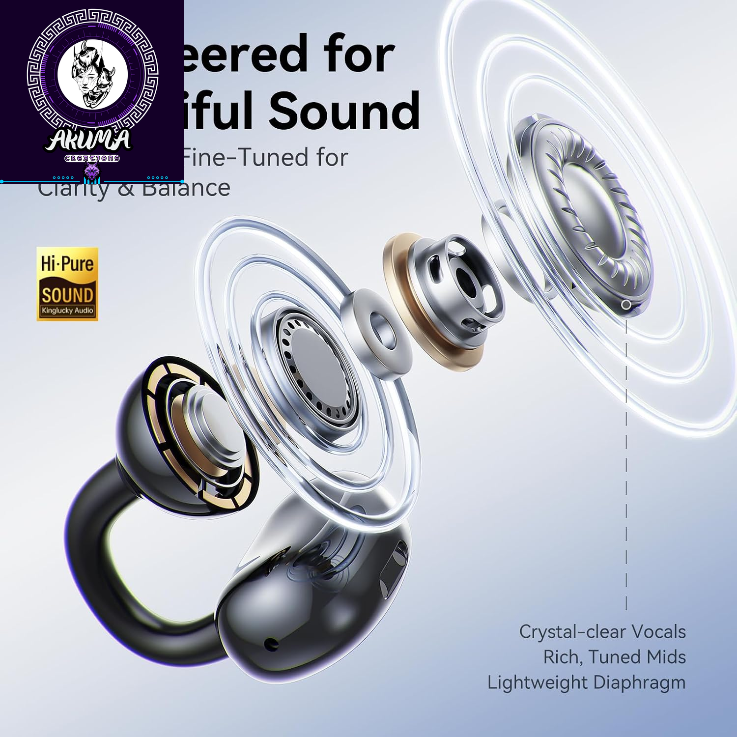 Jewelry-Inspired Clip-On Earbuds with Butterfly Earrings (black)