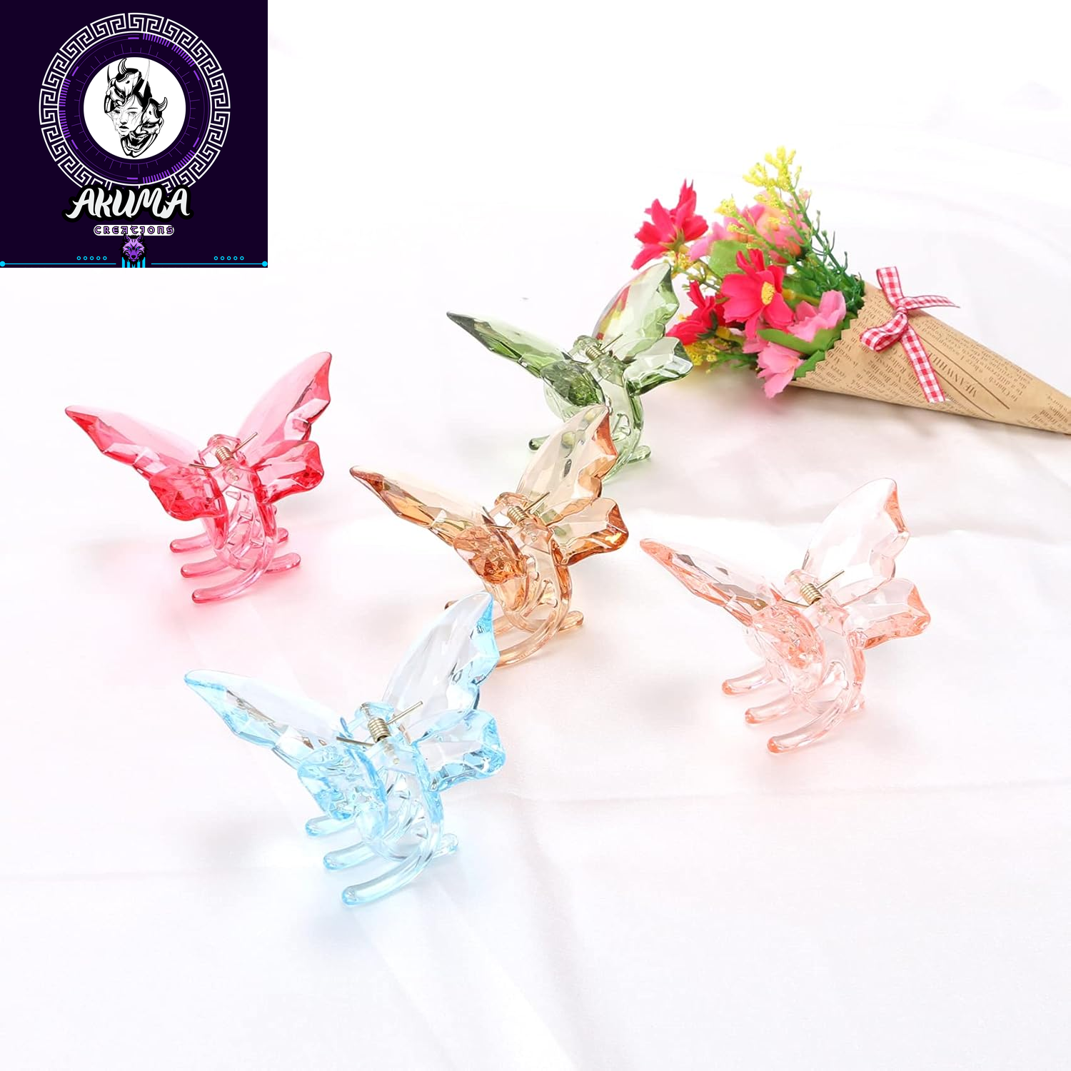 Hair Accessories - 3.3 Inch Butterfly Hair Claw Clips, Large Sized Jaw Clips for Girls and Women, 5 Pack