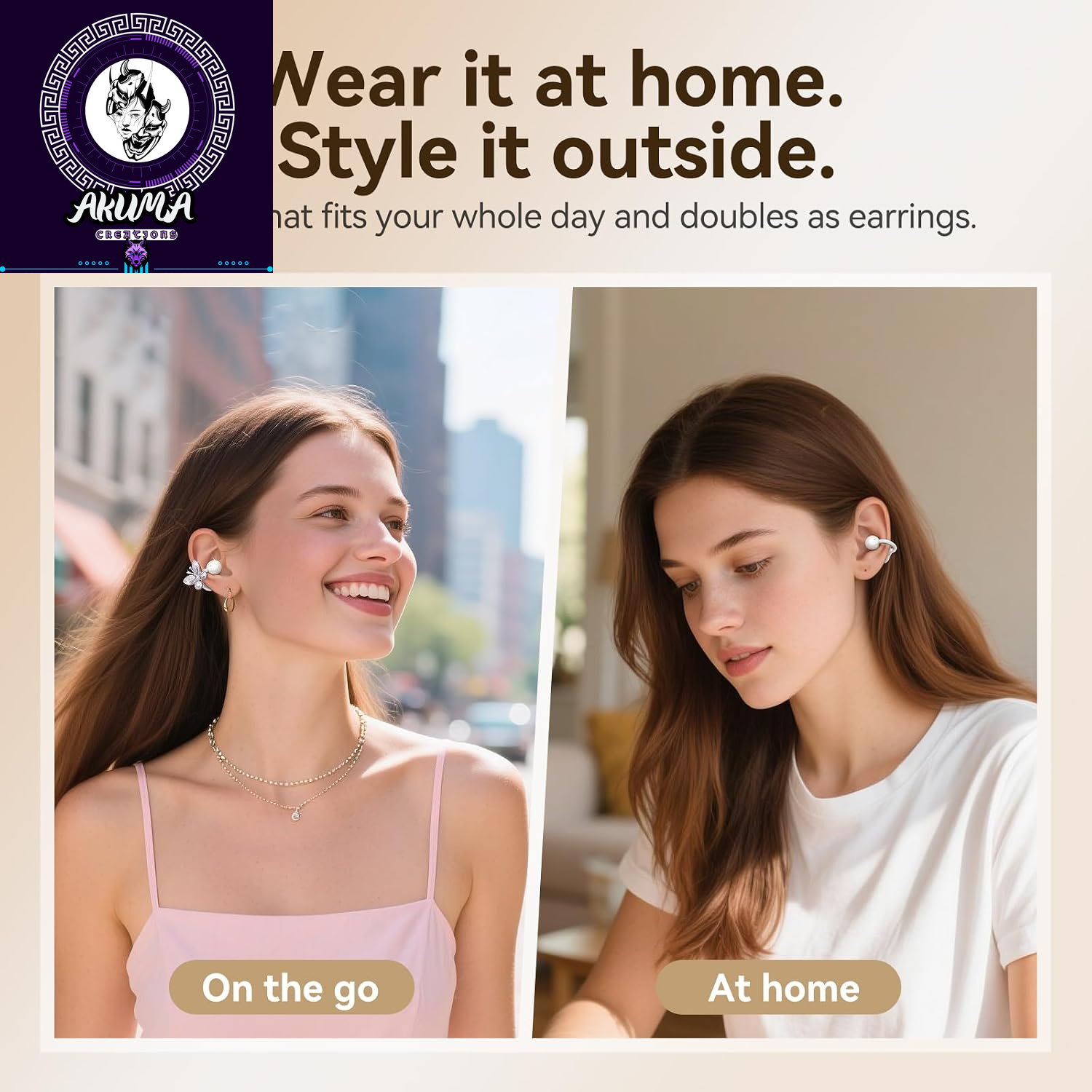 Jewelry-Inspired Clip-On Earbuds with Butterfly Earrings