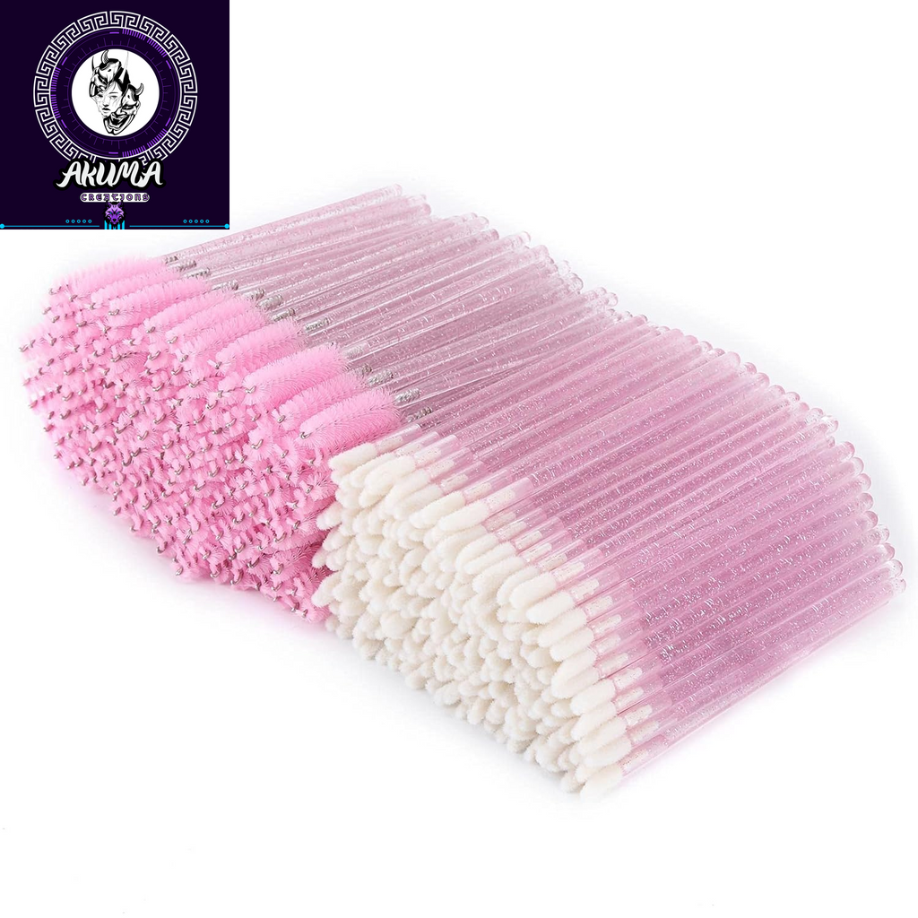 400 Spoolies Mascara Wand and Lip Brush Disposable Lash Brushes for Eyelash Extensions, Lipstick Lip Gloss Wands Applicator Tool (Pink)
