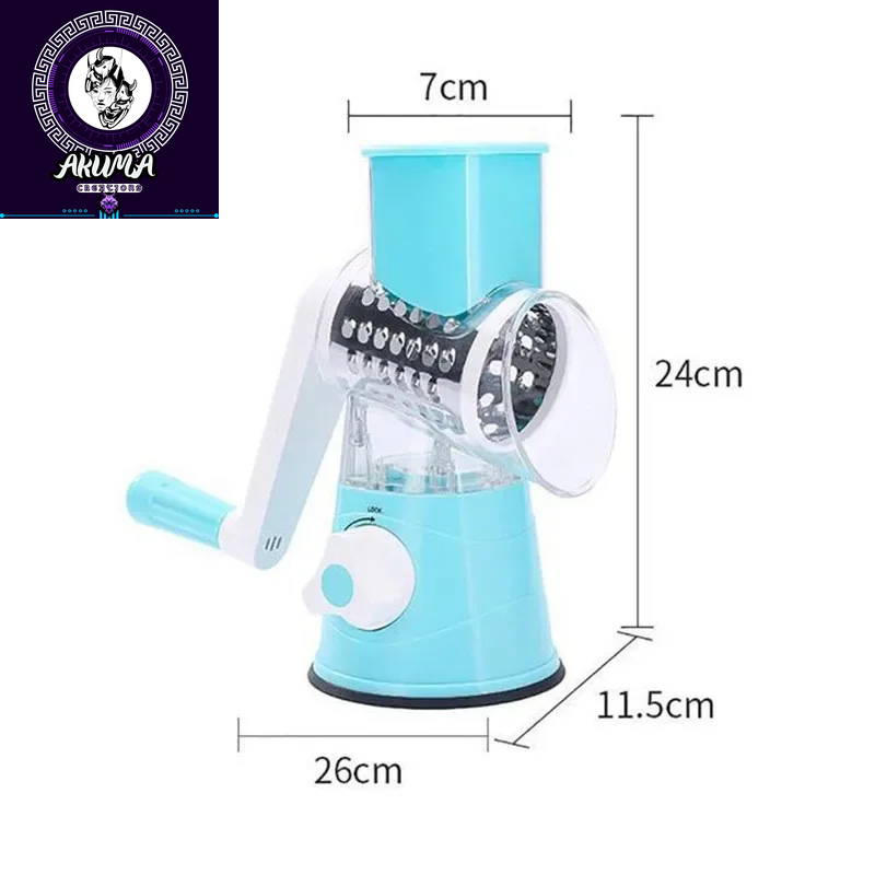 3-In-1 Manual Rotary Cheese Grater for Vegetable Cutter Potato Slicer Multifunctional Vegetable Chopper with 3 Replaceable Blade
