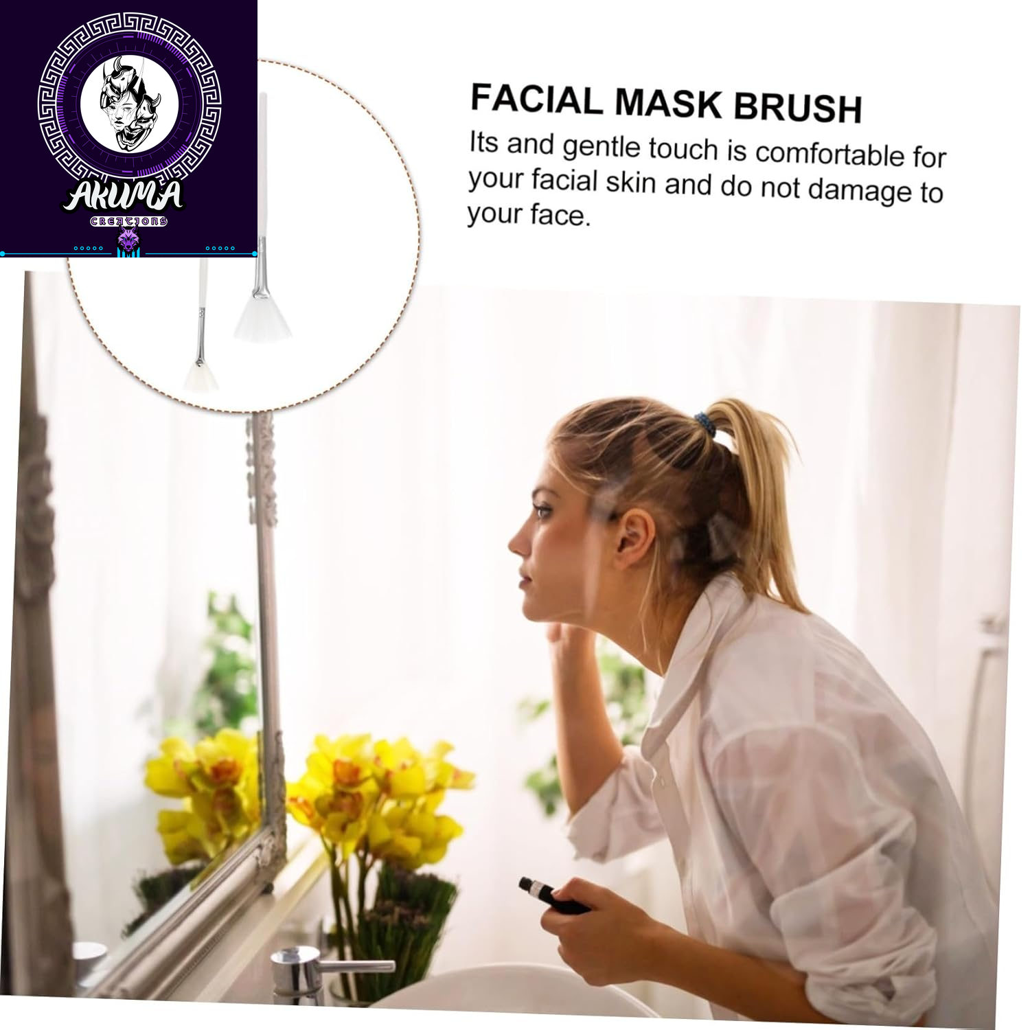 2Pcs Facial Mask Applicator Brush Dual-Sided Tools for Smooth Application of Skincare and Beauty Products Easy to Clean Durable Bristles for All Face Shapes